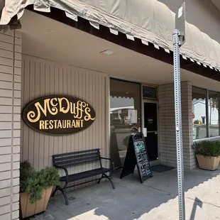 The front of McDuffs, great location, downtown Redlands.  Parking on street.