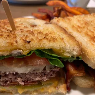 a close up of a sandwich on a plate