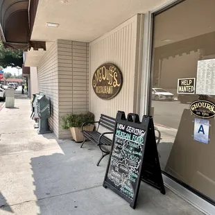 a sign outside of a restaurant