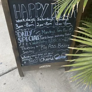 Happy hour info