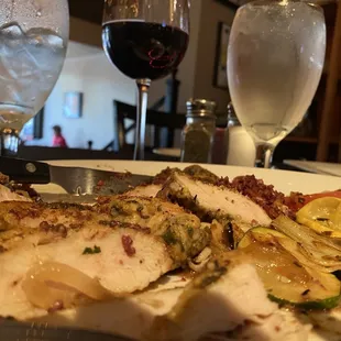 Undercooked and salty Chicken Paillarde.
