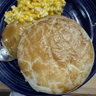 Chicken pot pie was as big as my hand