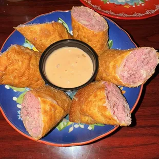 Reuben egg rolls