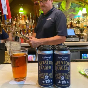 June 14th,  the first day Aviator Lager in tinnies selling at McGarveys from Heavy Seas brewery.