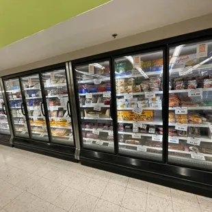Frozen Food section like meats,  veggies, microwave meals and sandwiches, desserts