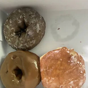 Blueberry Filled Donut, Plain Blueberry Cake Donut, Maple Iced Cake Donut