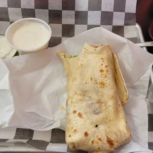 Grilled chicken club wrap. Love the tortilla is thin!