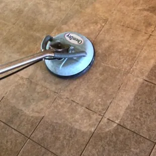 Blasting away dirt and grime. Our tile cleaning equipment does the job!