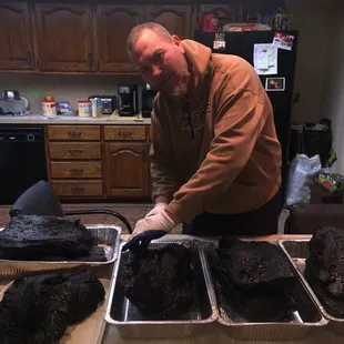 Jim getting ready to slice his amazing Brisket