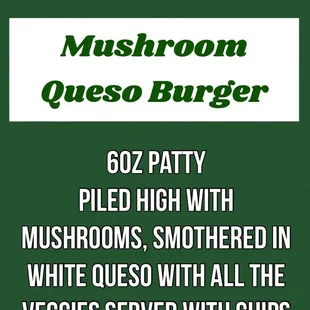 We offer Specialty burgers