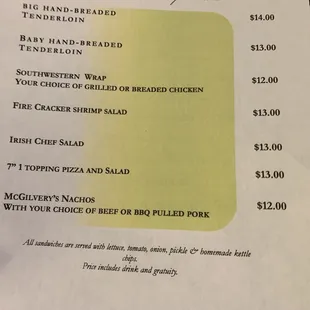 Part of the menu