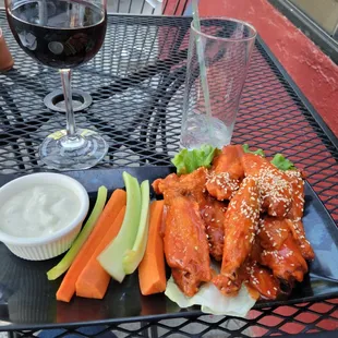 Chicken wing with blue cheese.