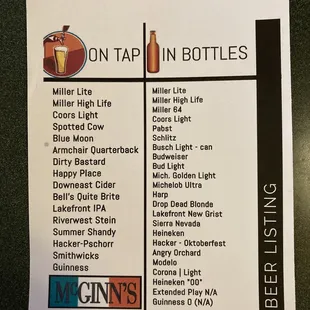 the menu