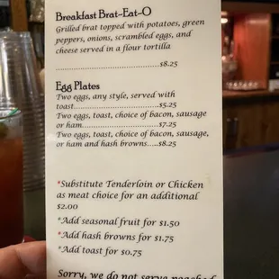 a menu