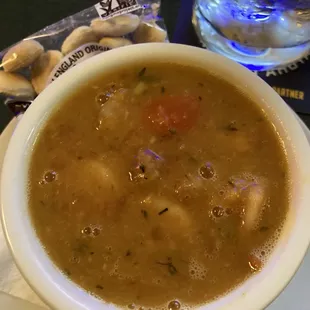 An unbelievably good cup of Caribbean shrimp chowder