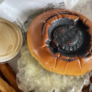 Burger top (really good, did not taste burnt)
