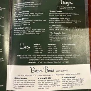 the menu