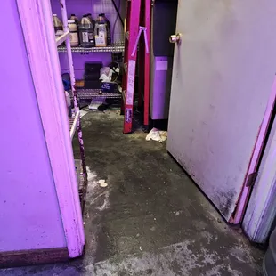 Storage Room Disgusting. Passed 2 employees joking around. They should have been cleaning!