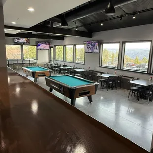 Pool table view from high top