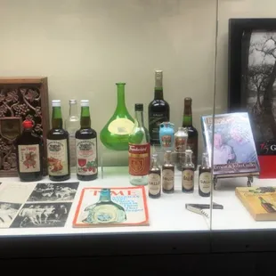 A display of some antique bottles.