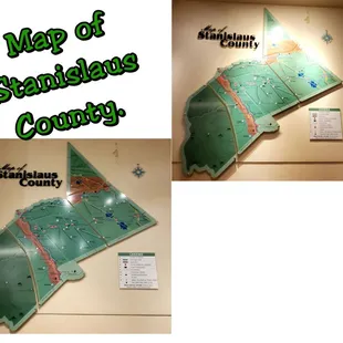 Map of Stanislaus County, at McHenry Museum. Left side, less lights. Right side, they turned the lights brighter. :)