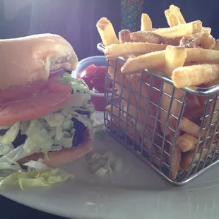 Green olive and cream cheeseburger.