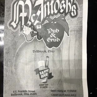 CURRENT MENU (as of 3/31/19)