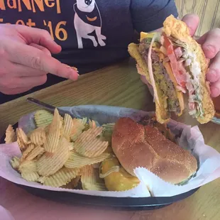Cheese burger with the works