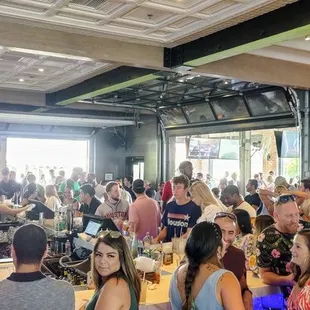 The 2nd floor bar looking out to the patio on a Saturday afternoon.