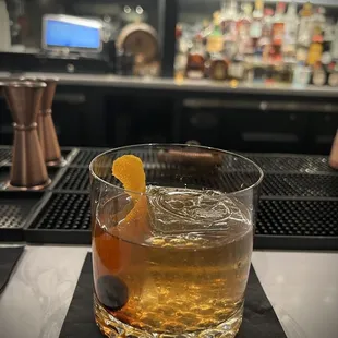 Excellent Old Fashioned with Woodford Reserve.