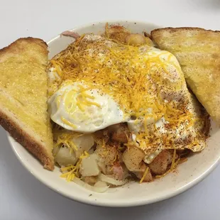 a bowl of breakfast food