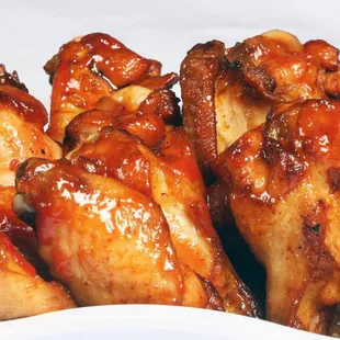 a plate of chicken wings