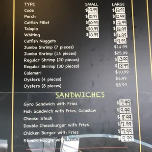 price list