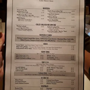 Dinner Menu