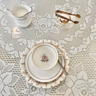 a place setting for a tea party