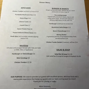 Updated Menu as of 7/7/23