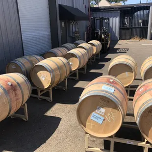 Zinfandel and Chardonnay barrels