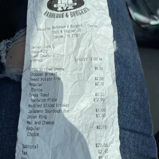 Receipt. As we placed our order, when choices were offered, no up charge was mentioned.