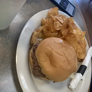 Chopped Brisket Sandwich with McKenzie&apos;s Chips