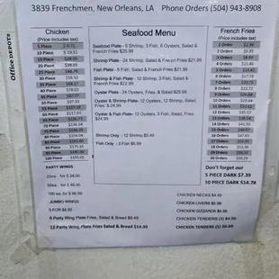 menu