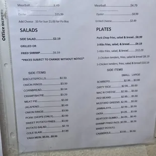 menu