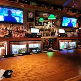 the bar and televisions