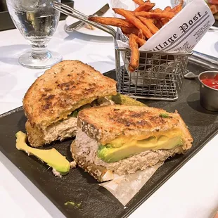 Tuna Melt with Sweet Potato Fries