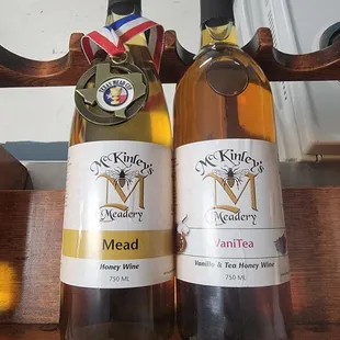 two bottles of mead