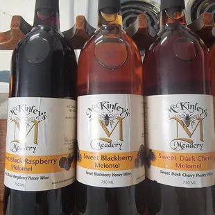 a row of bottles of wine