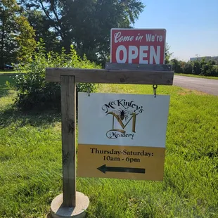 a sign for the open