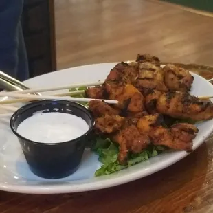 Chicken skewers...a little salty!