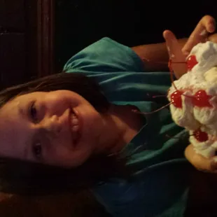 Our 8 year old wanted to celebrate her birthday at McKinley&apos;s.  Her special sundae that our waitress made for her