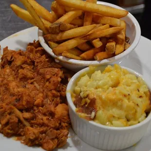 Pulled BBQ Chicken MacnCheese &amp; French Fries McKoy's Smokehouse &amp; Saloon