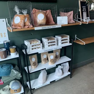 Decorative shelves of merchandise